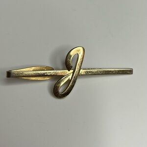 Hickok Tie Clip Letter J vintage gold tone men’s jewelry